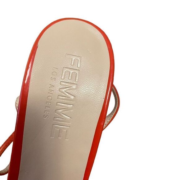 Femme LA Gia Revolve Heel Nude Patent & PVC (Tangerine) Size 39 or 8 NEW - Picture 3 of 9